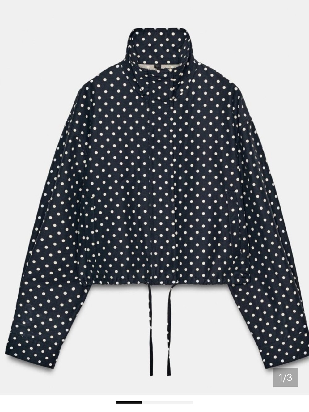 Zara polka  Dot Navy Cropped Jacket - Women size small